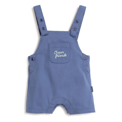 Boys Medium Light Blue Applique Short Dungaree
